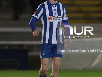 Daniel Dodds of Hartlepool United in action during the The Isuzu FA Trophy Third Round match between Hartlepool United and Tamworth at Victo...