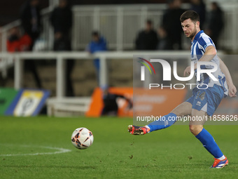 Hartlepool United's Nathan Sheron in action during the The Isuzu FA Trophy Third Round match between Hartlepool United and Tamworth at Victo...