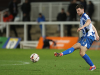 Hartlepool United's Nathan Sheron in action during the The Isuzu FA Trophy Third Round match between Hartlepool United and Tamworth at Victo...