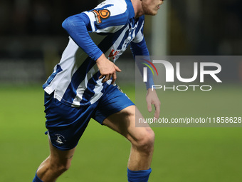 Daniel Dodds of Hartlepool United in action during the The Isuzu FA Trophy Third Round match between Hartlepool United and Tamworth at Victo...