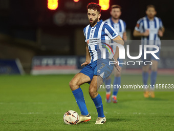 Jack Hunter of Hartlepool United in action during the The Isuzu FA Trophy Third Round match between Hartlepool United and Tamworth at Victor...