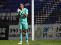 Tamworth's Jas Singh encourages his defence during the The Isuzu FA Trophy Third Round match between Hartlepool United and Tamworth at Victo...