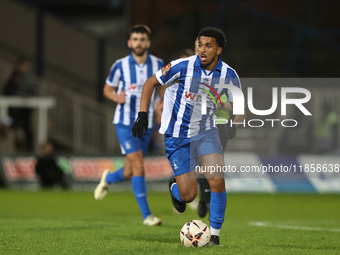 Roshaun Mathurin of Hartlepool United in action during the The Isuzu FA Trophy Third Round match between Hartlepool United and Tamworth at V...