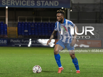 Hartlepool United's Kazenga LuaLua in action during the The Isuzu FA Trophy Third Round match between Hartlepool United and Tamworth at Vict...