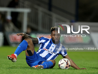 Hartlepool United's Kazenga LuaLua in action during the The Isuzu FA Trophy Third Round match between Hartlepool United and Tamworth at Vict...