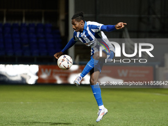 Hartlepool United's Matty Bondswell in action during the The Isuzu FA Trophy Third Round match between Hartlepool United and Tamworth at Vic...