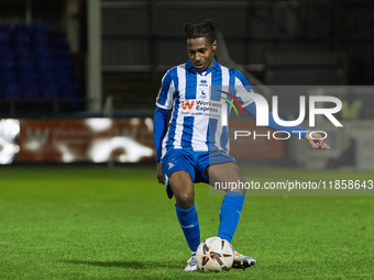 Hartlepool United's Matty Bondswell in action during the The Isuzu FA Trophy Third Round match between Hartlepool United and Tamworth at Vic...