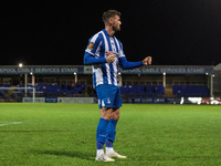 Hartlepool United's Gary Nadine celebrates after scoring their first goal during the The Isuzu FA Trophy Third Round match between Hartlepoo...