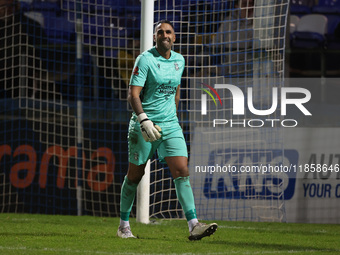 Tamworths' Jas Singh celebrates after saving a penalty during the The Isuzu FA Trophy Third Round match between Hartlepool United and Tamwor...