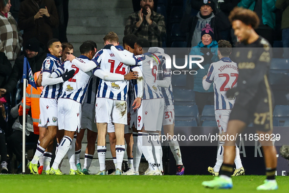 West Bromwich Albion celebrate the goal by #27, Alex Mowatt (hidden) during the Sky Bet Championship match between West Bromwich Albion and...