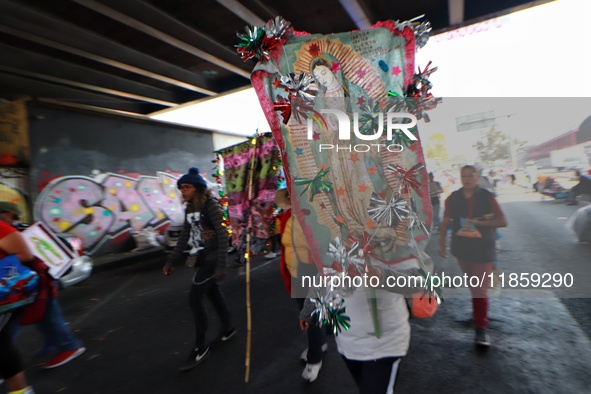 Thousands of Catholic pilgrims continue their journey to the Basilica of Guadalupe for the religious celebration of the Virgin of Guadalupe...