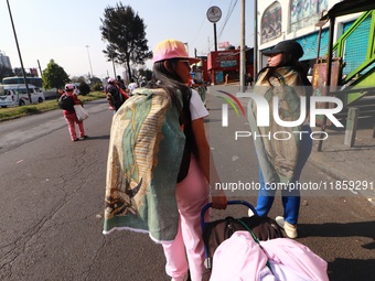 Thousands of Catholic pilgrims continue their journey to the Basilica of Guadalupe for the religious celebration of the Virgin of Guadalupe...