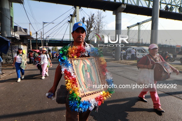 Thousands of Catholic pilgrims continue their journey to the Basilica of Guadalupe for the religious celebration of the Virgin of Guadalupe...