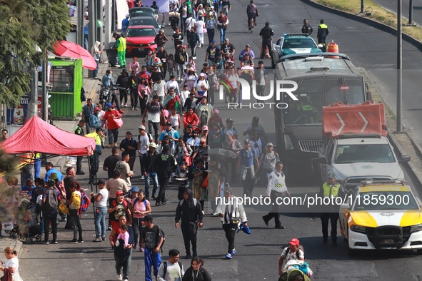 Thousands of Catholic pilgrims continue their journey to the Basilica of Guadalupe for the religious celebration of the Virgin of Guadalupe...