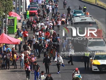 Thousands of Catholic pilgrims continue their journey to the Basilica of Guadalupe for the religious celebration of the Virgin of Guadalupe...