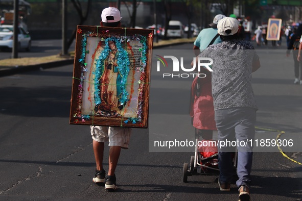 Thousands of Catholic pilgrims continue their journey to the Basilica of Guadalupe for the religious celebration of the Virgin of Guadalupe...