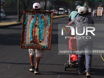 Thousands of Catholic pilgrims continue their journey to the Basilica of Guadalupe for the religious celebration of the Virgin of Guadalupe...