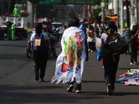 Thousands of Catholic pilgrims continue their journey to the Basilica of Guadalupe for the religious celebration of the Virgin of Guadalupe...