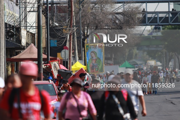 Thousands of Catholic pilgrims continue their journey to the Basilica of Guadalupe for the religious celebration of the Virgin of Guadalupe...