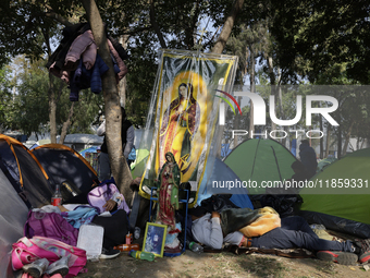 Pilgrims from different states of the Mexican Republic attend the Basilica of Guadalupe in Mexico City, Mexico, on December 11, 2024, for th...