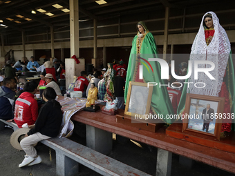 Pilgrims from different states of the Mexican Republic eat at a hostel during their journey to the Basilica of Guadalupe in Mexico City, Mex...