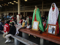 Pilgrims from different states of the Mexican Republic eat at a hostel during their journey to the Basilica of Guadalupe in Mexico City, Mex...