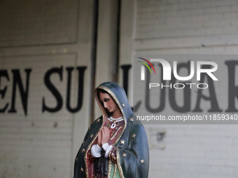 An image of the Virgin of Guadalupe is outside the Basilica of Guadalupe in Mexico City, Mexico, on December 11, 2024, during the celebratio...