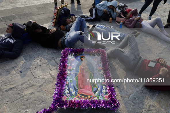 Pilgrims from different states of the Mexican Republic attend the Basilica of Guadalupe in Mexico City, Mexico, on December 11, 2024, for th...