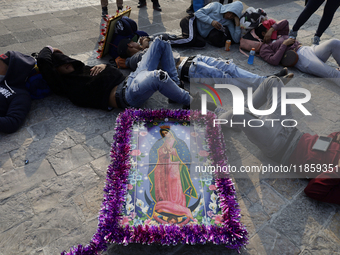 Pilgrims from different states of the Mexican Republic attend the Basilica of Guadalupe in Mexico City, Mexico, on December 11, 2024, for th...