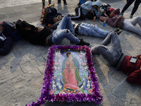 Pilgrims from different states of the Mexican Republic attend the Basilica of Guadalupe in Mexico City, Mexico, on December 11, 2024, for th...