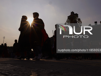 Dancers perform outside the Basilica of Guadalupe in Mexico City, Mexico, on December 11, 2024, during the celebration of the Day of the Vir...