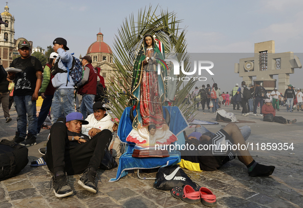 Pilgrims from different states of the Mexican Republic attend the Basilica of Guadalupe in Mexico City, Mexico, on December 11, 2024, for th...