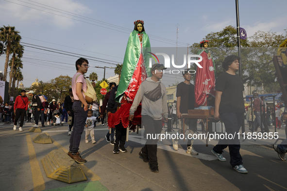 Pilgrims from different states of the Mexican Republic attend the Basilica of Guadalupe in Mexico City, Mexico, on December 11, 2024, for th...