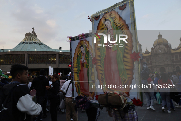 Pilgrims from different states of the Mexican Republic attend the Basilica of Guadalupe in Mexico City, Mexico, on December 11, 2024, for th...