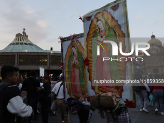 Pilgrims from different states of the Mexican Republic attend the Basilica of Guadalupe in Mexico City, Mexico, on December 11, 2024, for th...