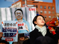 Progressive Party Chairperson Kim Jae-yeon delivers a speech calling for the immediate arrest of President Yoon Suk-yeol. Alongside National...