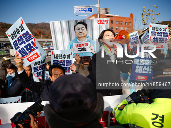 Progressive Party Chairperson Kim Jae-yeon delivers a speech calling for the immediate arrest of President Yoon Suk-yeol. Alongside National...