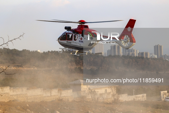 A comprehensive combat drill for forest fire emergency response takes place in Qingdao, China, on December 11, 2024. 