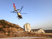 A comprehensive combat drill for forest fire emergency response takes place in Qingdao, China, on December 11, 2024. (