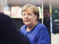 Former German Chancellor Angela Merkel attends the presentation of her book Liberta at Rizzoli Galleria in Milan, Italy, on December 11, 202...