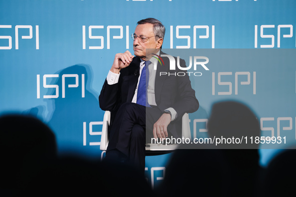 Mario Draghi attends the ceremony of conferring the ISPI 2024 Prize at Palazzo Clerici in Milan, Italy, on December 9, 2024 