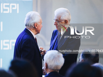 Mario Monti attends the ceremony of conferring the ISPI 2024 Prize to Mario Draghi at Palazzo Clerici in Milan, Italy, on December 9, 2024 (