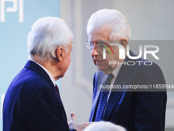 Mario Monti attends the ceremony of conferring the ISPI 2024 Prize to Mario Draghi at Palazzo Clerici in Milan, Italy, on December 9, 2024 (