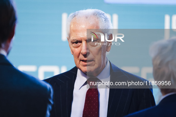 Marco Tronchetti Provera attends the ceremony of conferring the ISPI 2024 Prize to Mario Draghi at Palazzo Clerici in Milan, Italy, on Decem...