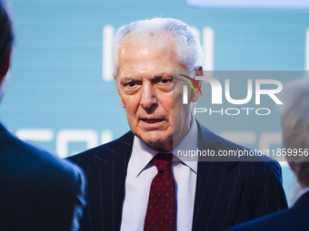 Marco Tronchetti Provera attends the ceremony of conferring the ISPI 2024 Prize to Mario Draghi at Palazzo Clerici in Milan, Italy, on Decem...