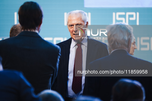 Marco Tronchetti Provera attends the ceremony of conferring the ISPI 2024 Prize to Mario Draghi at Palazzo Clerici in Milan, Italy, on Decem...