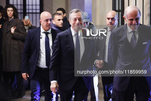 Mario Draghi attends the ceremony of conferring the ISPI 2024 Prize at Palazzo Clerici in Milan, Italy, on December 9, 2024 