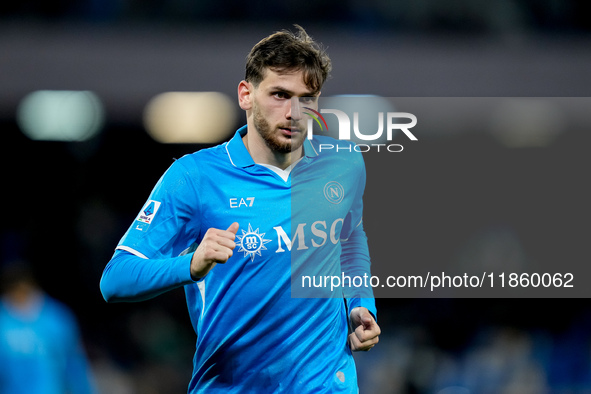 Khvicha Kvaratskhelia of SSC Napoli looks on during the serie Serie A Enilive match between SSC Napoli and SS Lazio at Stadio Diego Armando...