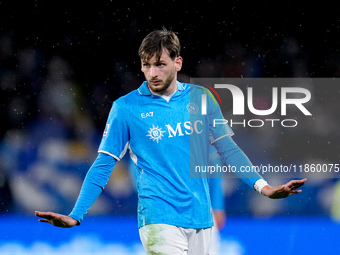 Khvicha Kvaratskhelia of SSC Napoli gestures during the serie Serie A Enilive match between SSC Napoli and SS Lazio at Stadio Diego Armando...