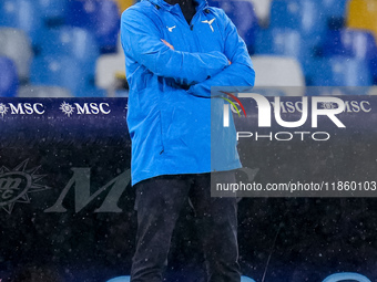 Marco Baroni head coach of SS Lazio looks on during the serie Serie A Enilive match between SSC Napoli and SS Lazio at Stadio Diego Armando...